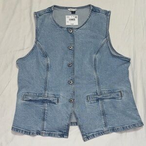 American Eagle Light Blue Denim Vest